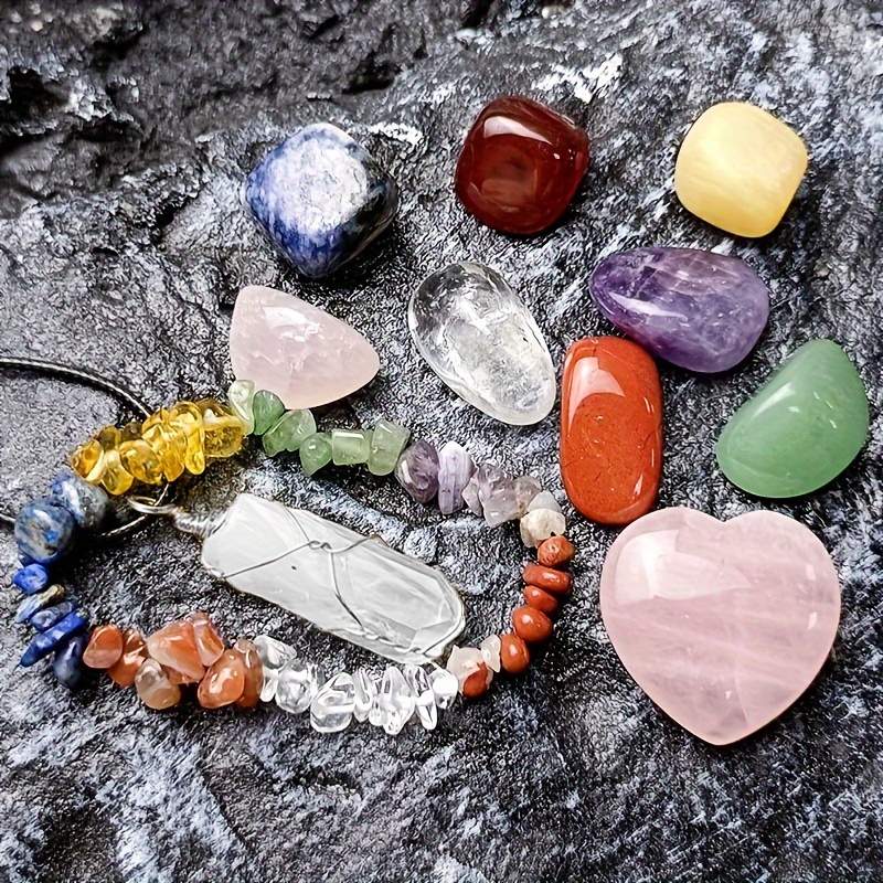 Chakra Stone Set Raw Bracelets Hexagonal Necklaces